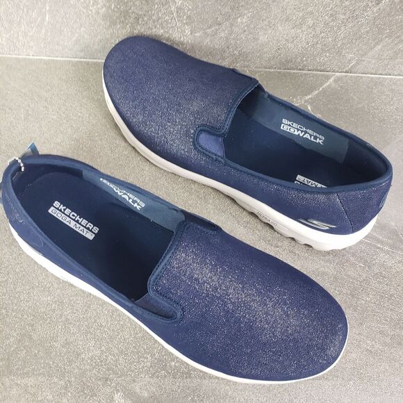Skechers Go Walk Shoes Womens 11 M Blue Classic Basic Fun Slip-Ons Sneakers - Picture 2 of 12